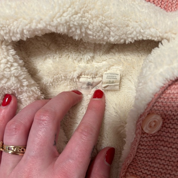 Baby Gap thick Sherpa lined bear button up jacket 0-3 months - Picture 6 of 7